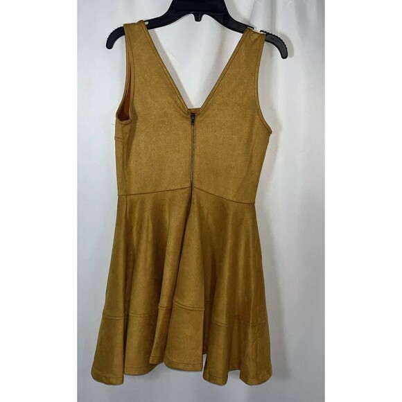 S Hello Miss Orange Velvet Woman Mini Dress Square Neck Sleeveless Polyester - Picture 5 of 6